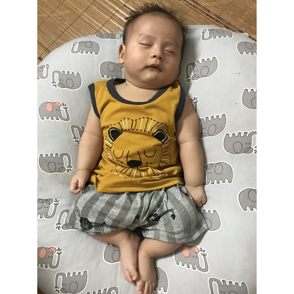 [Rẻ Vô Địch] Bộ Quần Áo Ba Lỗ Cotton Cho Bé Trai Và Bé Gái Hình Dễ Thương Từ 7 -18Kg Chất Siêu Mát