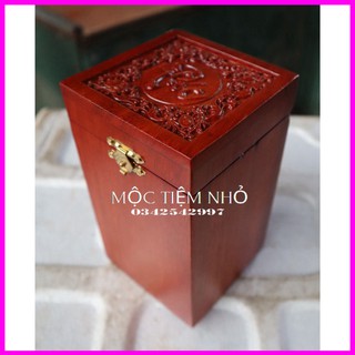 Hộp đựng chè gỗ hương chạm khắc chữ phúc cao cấp