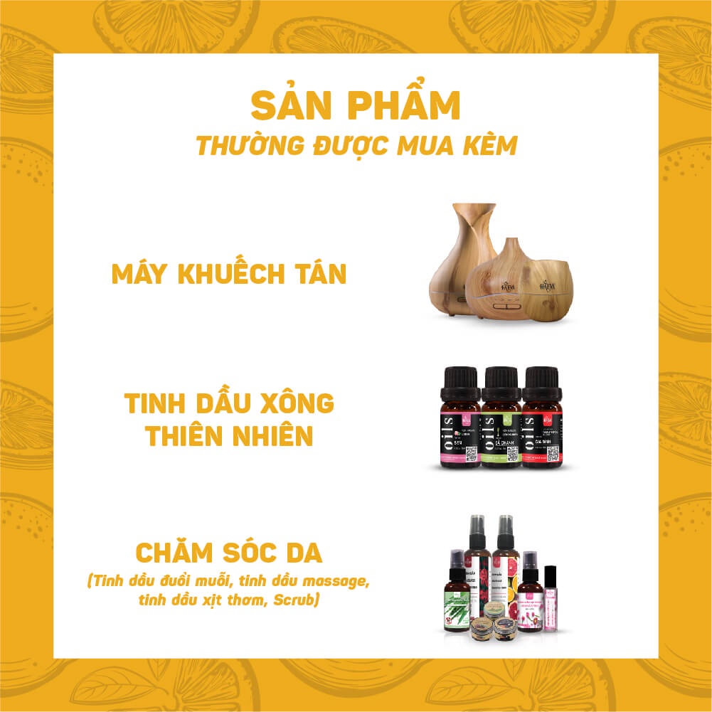 Tinh dầu xông Cam Haeva Cao Cấp, 100% Thiên Nhiên, giúp khử mùi, giảm căng thẳng, giúp ngủ ngon, Chai 10ml/30m/100ml