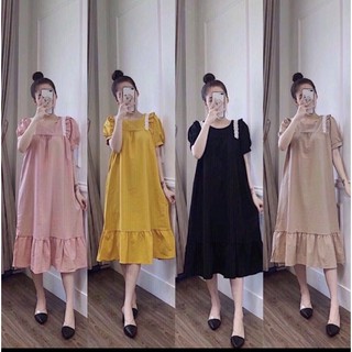 Váy bầu thô ren vai mới
