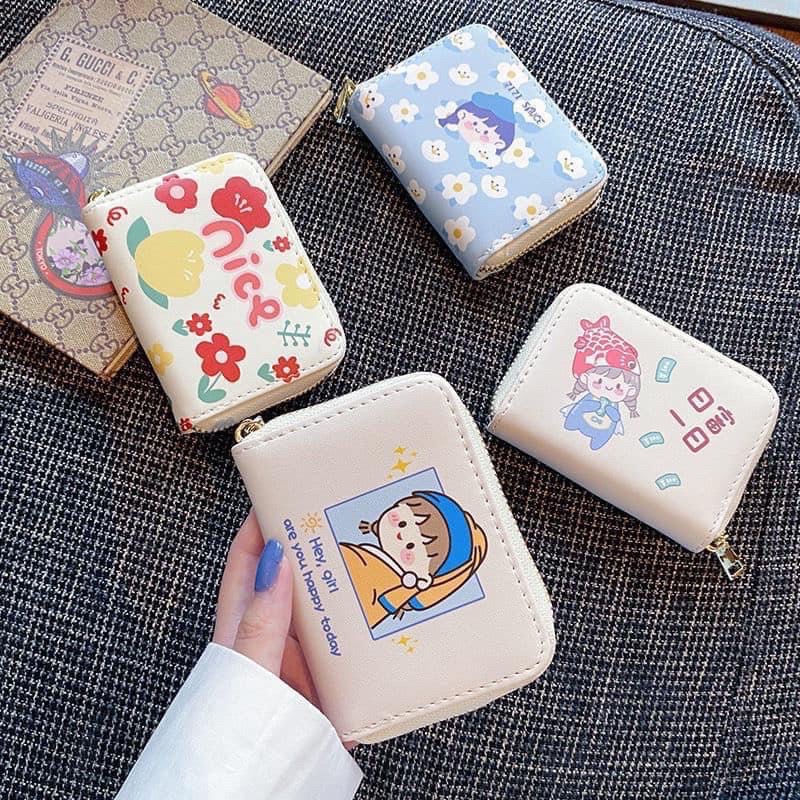 Ví da PU hoạ tiết cute đựng thẻ cccd -Ví nữ cầm tay