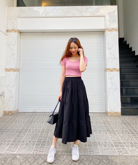 [Mã SKAMCLU7 giảm 10% tối đa 50K đơn 0Đ] Chân váy tầng trắng-đen (Jessi) | BigBuy360 - bigbuy360.vn