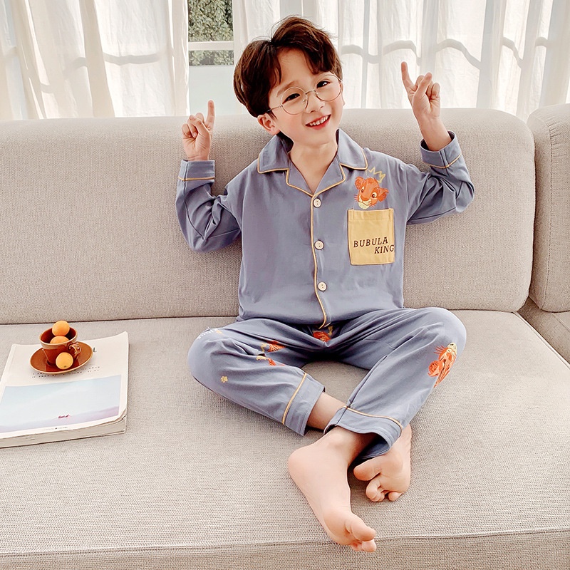Bộ đồ ngủ bộ pijama cho bé trai 8-18kg Tunkid chất lụa Hàn thấm hút siêu đáng yêu