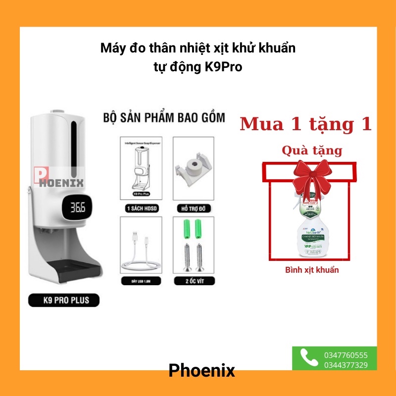 Máy đo thân nhiệt & rửa tay sát khuẩn tự động K9Pro chính xác nhỏ gọn tiện lợi, an toàn
