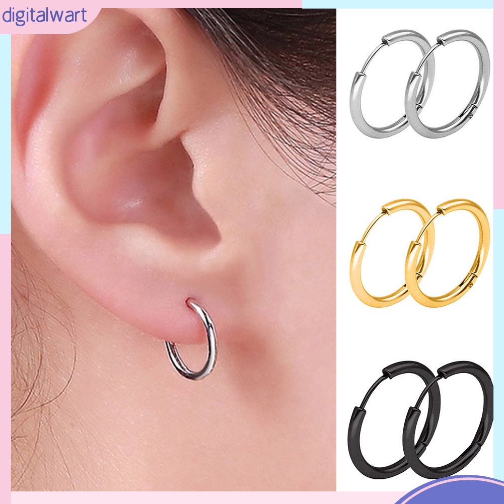 Cặp khuyên tai tròn thép không gỉ đơn giản cá tính dành cho nam và nữ