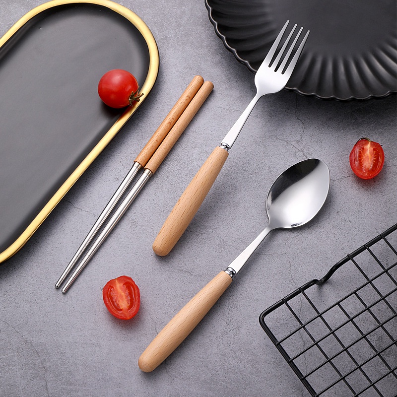 Bộ Muỗng Đũa Nĩa Bằng Thép Không Gỉ Tiện Lợi