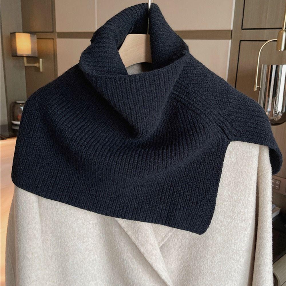 Khăn Choàng Cổ Dệt Kim 15H Màu Trơn Giữ Ấm Phong Cách Hàn Quốc Dễ Phối Đồ