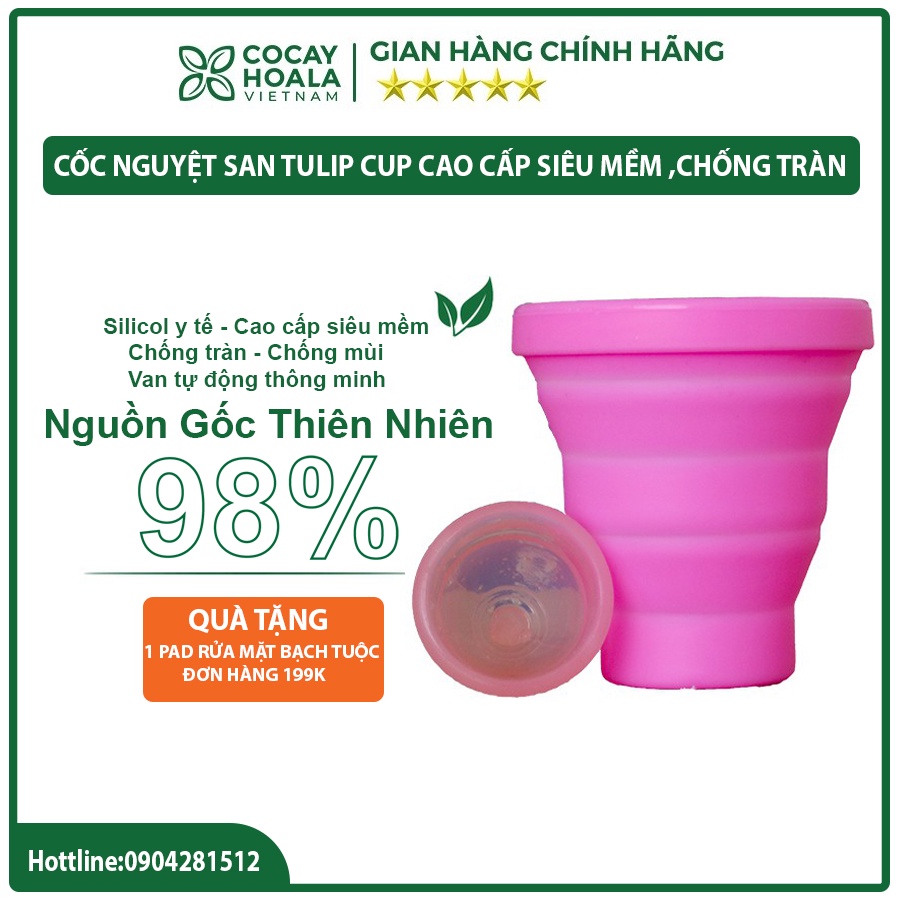 Cốc nguyệt san - cốc nguyệt san chính hãng Tuylip cup 100% Silicone Y Tế Cao cấp Siêu Mềm, Chống tràn,