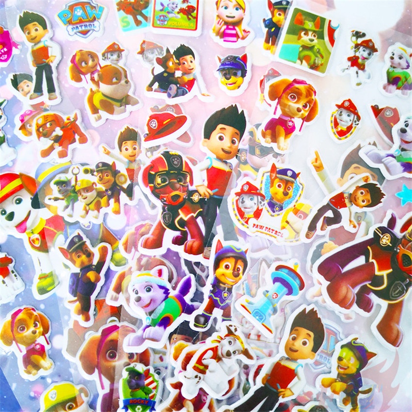 ★ Hình Dán Đồ Chơi PAW Patrol Q-2 DIY ★ 1 Tấm Hình Dán Hoạt Hình 3D (16 Phong Cách)