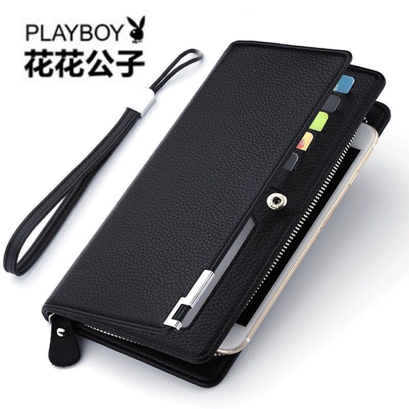 Ví Da Cầm Tay Playboy Dáng Dài Nhiều Ngăn Đựng Thẻ Cá Tính Cho Nam