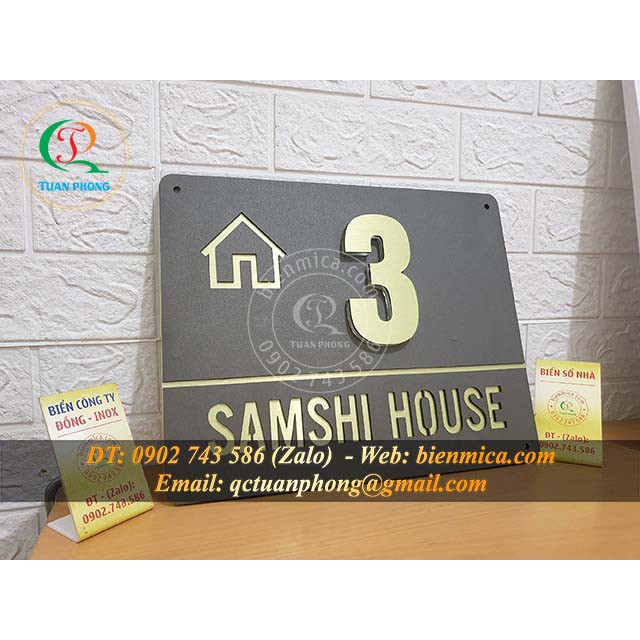 Biển Số Nhà 2 Lớp - Mẫu Bảng Số Nhà TP.01 số nổi - Số Phòng Cao Cấp