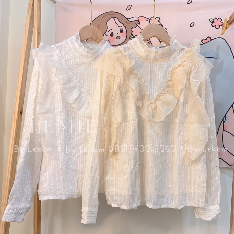 Áo Ren Tiểu Thư Cao Cấp Cổ Bèo Xinh❤️ Ảnh Thật Video Lekemqc