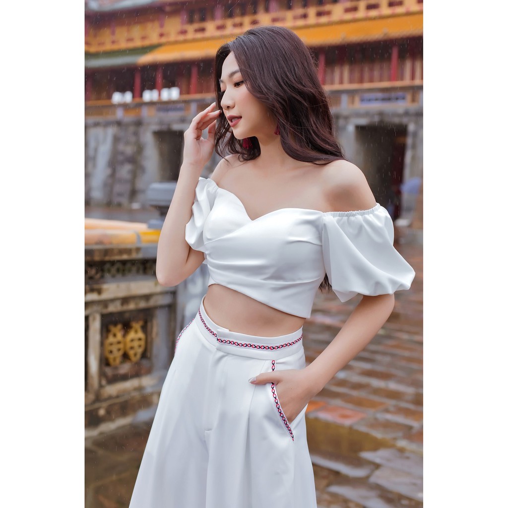 [Mã WASKT304 giảm 15% tối đa 30K đơn 99K] SÒ VINTAGE - ENI Áo croptop tay phồng khóa kéo lưng | BigBuy360 - bigbuy360.vn