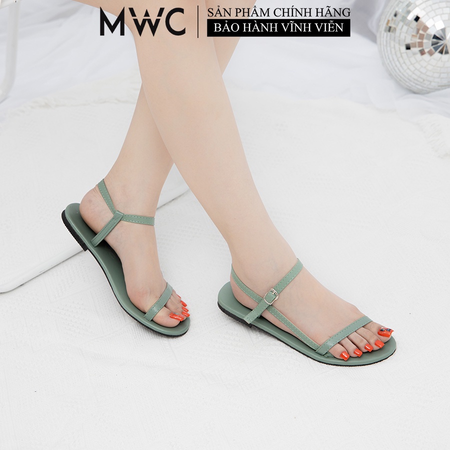 [Mã SKAMFSW175 giảm 10K đơn 50K] Giày Sandal Nữ MWC Đế Bệt Quai Da Mềm Ôm Chân Nữ Tính NUSD- 2755