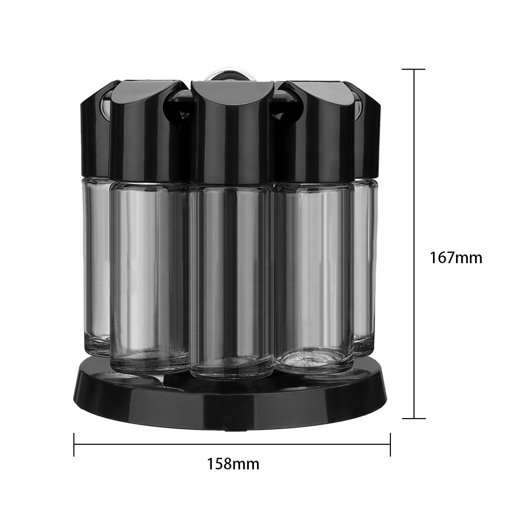 Bộ khay đựng gia vị 8 hũ thủy tinh quay 360 độ tiện lợi