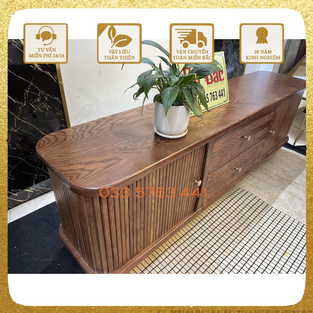 Tủ tivi cánh lùa gỗ sồi nga 100% cao cấp, thiết kế sang trọng - giá gốc tại xưởng