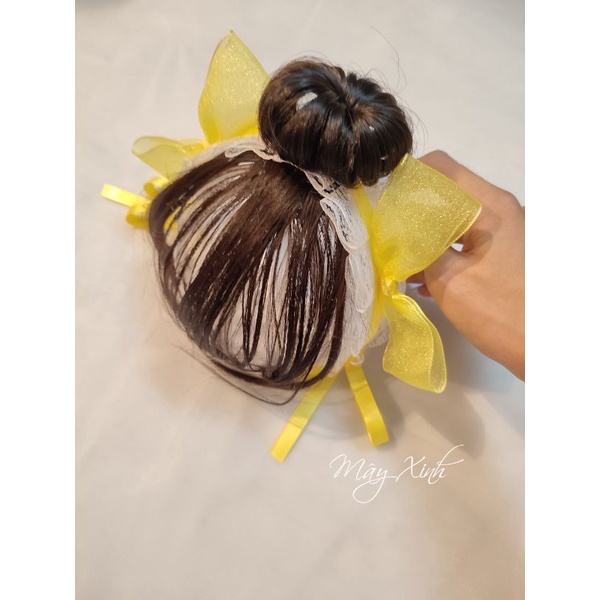 Băng đô tiểu thư tóc giả kèm búi cho bé