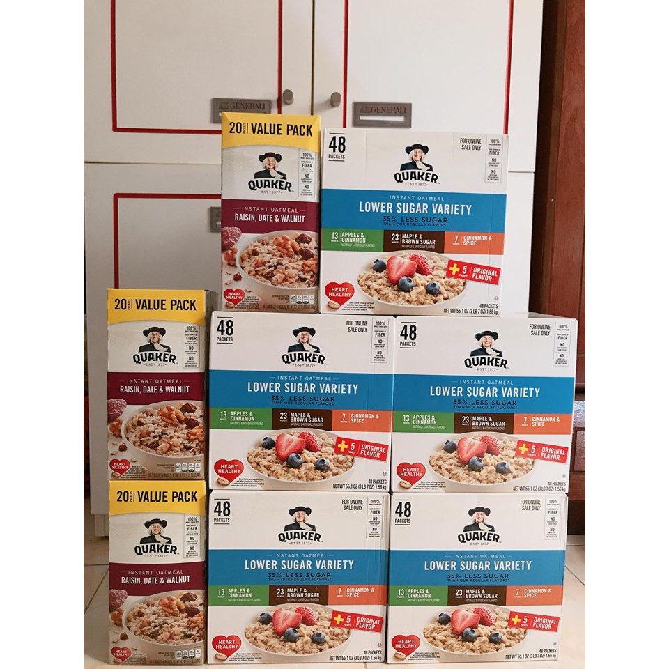 Quaker Instant Oatmeal - Flavor Variety - Yến mạch nhiều mùi nhiều vị