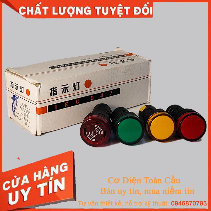 (Sale) Đèn báo phi 22mm AD16-22D/S đầy đủ 3 màu Đỏ, Xanh, Vàng 220v 24v