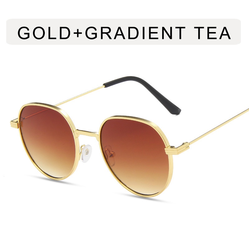 Kính Mát Thời Trang Khung Tròn Bằng Kim Loại Phong Cách Phương Tây