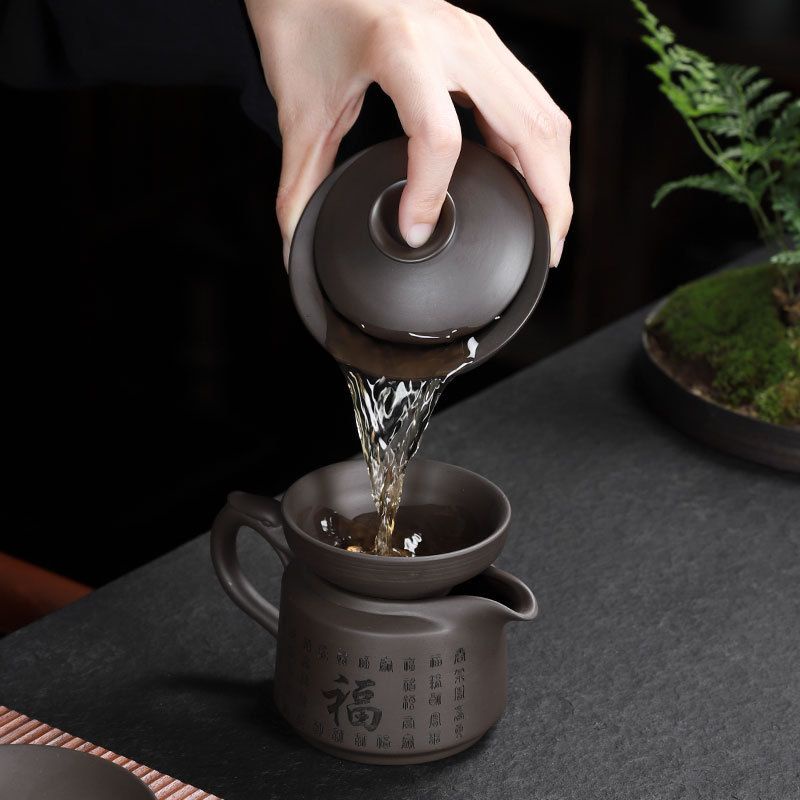 Bộ ấm trà tử sa 21 món Cảnh Lan- Cát Long mang lại sự cát tường