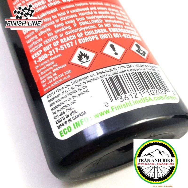 Dầu tra xích líp xe đạp Finish Line Dry 120ml chính hãng
