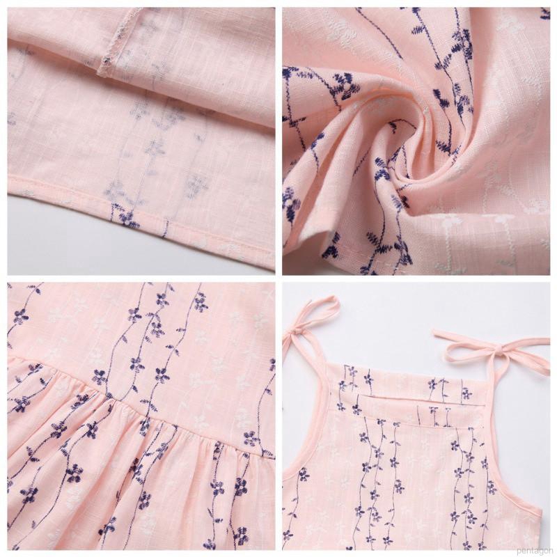 Đầm hai dây họa tiết hoa cho bé gái