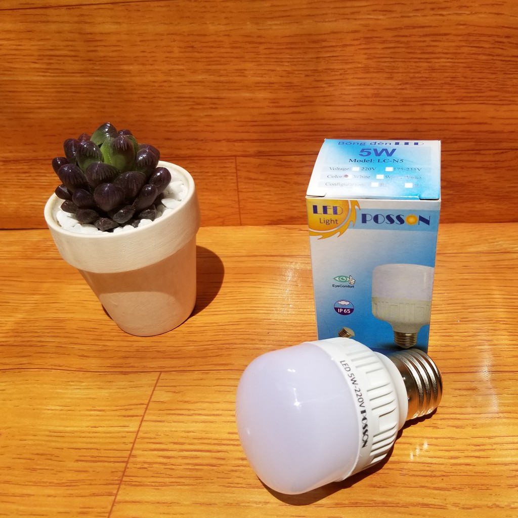 Sỉ 100 Bóng đèn Led trụ 5w bup trụ bulb tiết kiệm điện kín chống nước Posson LC-5x