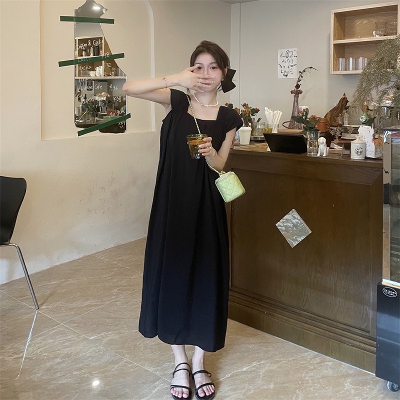 Váy suông dáng dài tay cánh tiên chất liệu đũi tơ nhăn 2 lớp, đầm maxi dài phong cách Hàn Quốc Peoni