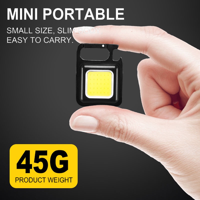 Móc khoá đèn pin LED chống thấm nước sạc USB Mini Torch đa năng