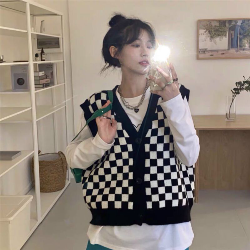 Áo gile kẻ caro siêu xinh.hangtotgiare98