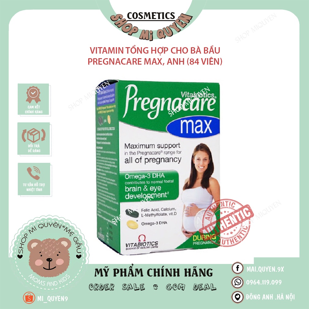 Vitamin tổng hợp cho bà bầu Pregnacare Max, Anh (84 viên) bổ sung VTM như (C, D3, DHA, Axit Folic) cho bà bầu