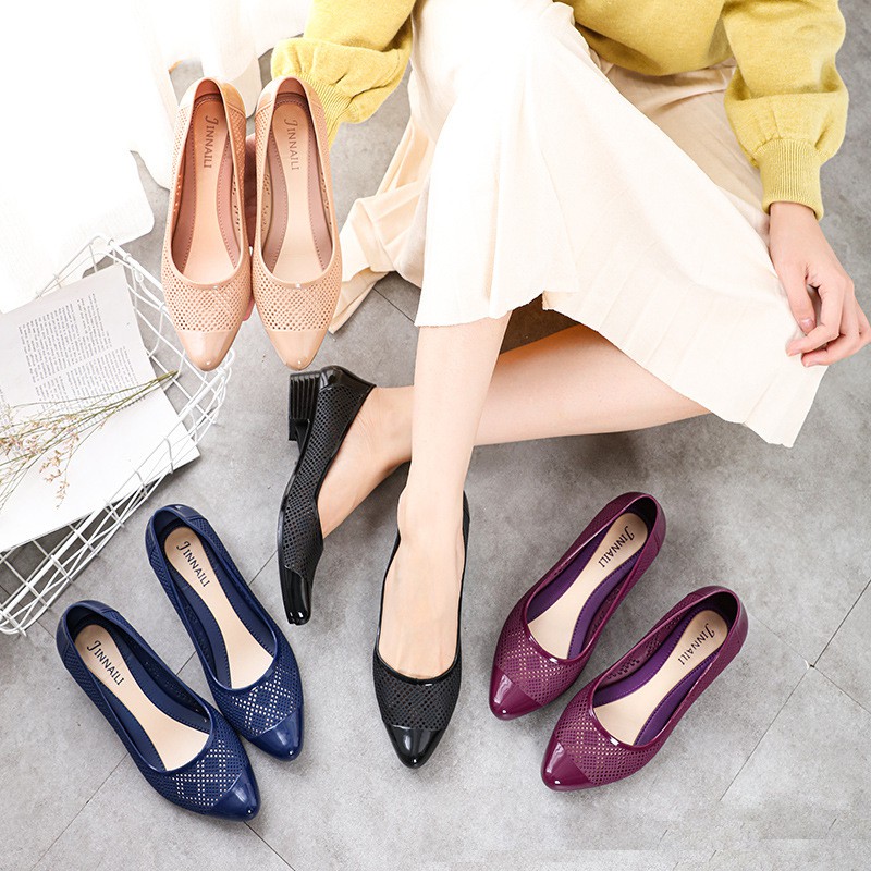 Giày nhựa đi mưa chịu nước ,chống trơn trượt, thoáng chân, dáng búp bê công sở V258 | BigBuy360 - bigbuy360.vn