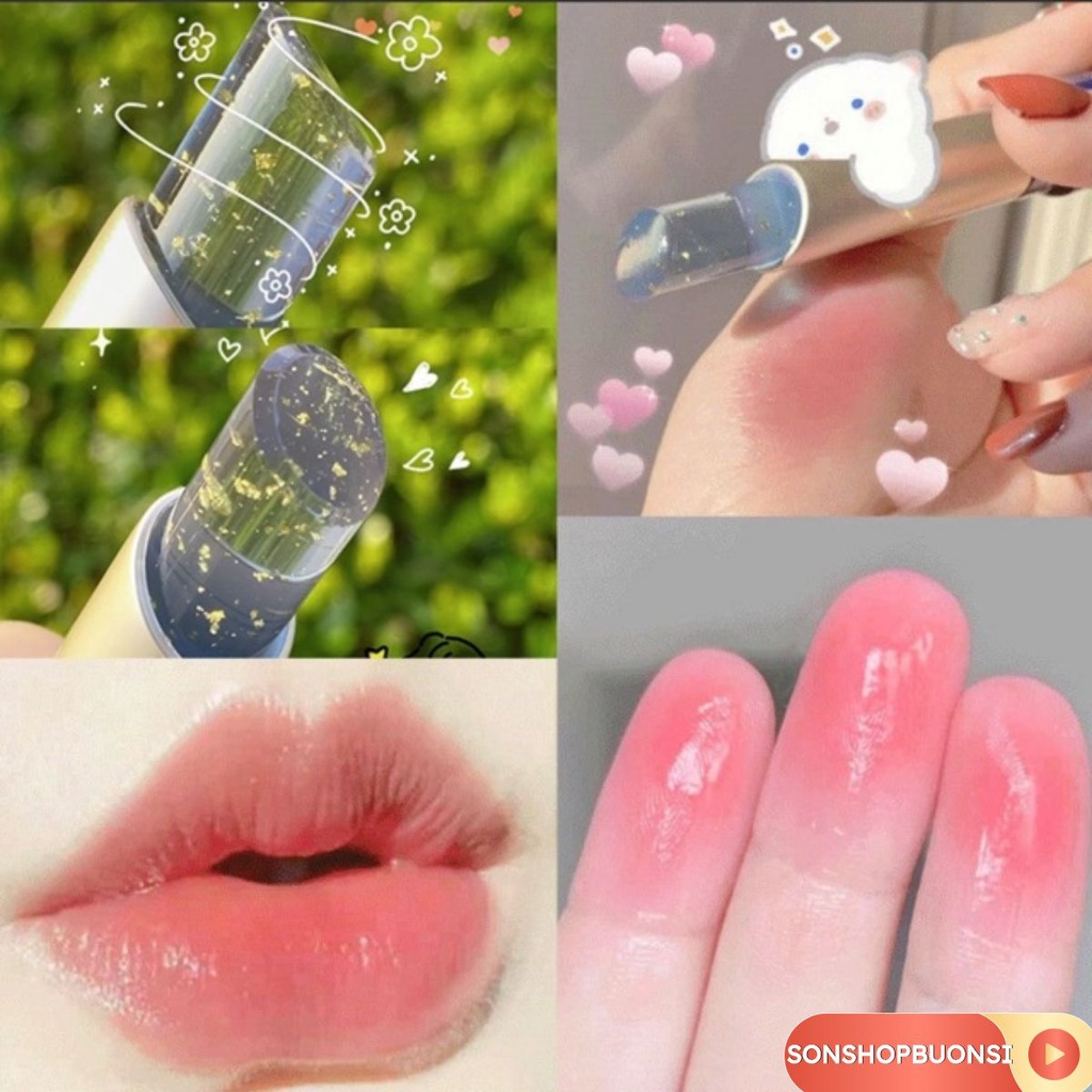 Son dưỡng đổi màu "Hoàng tử bé" trong suốt Công Chúa Bé lá vàng dưỡng môi Hồng (D21)