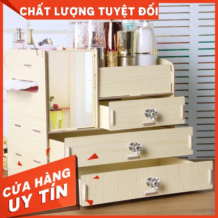 [SALE-SALE] TỦ ĐỂ MỸ PHẨM CÓ GƯƠNG 4 TẦNG CAO CẤP - TỦ ĐỰNG MỸ PHẨM, KỆ GỖ MỸ PHẨM CÓ HỘC ĐỂ KHĂN GIẤY TIỆN LỢICÒN HÀNG