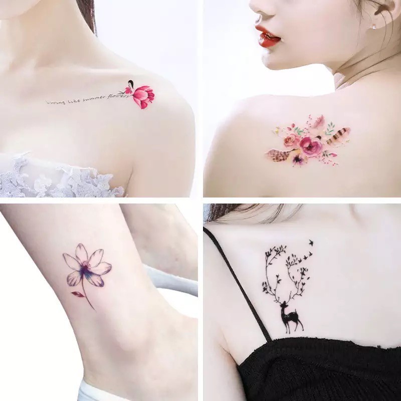 Set 30 Hình Xăm Dán Họa Tiết Hoa Anh Đào Halloween Dễ Thương Chống Thấm Nước