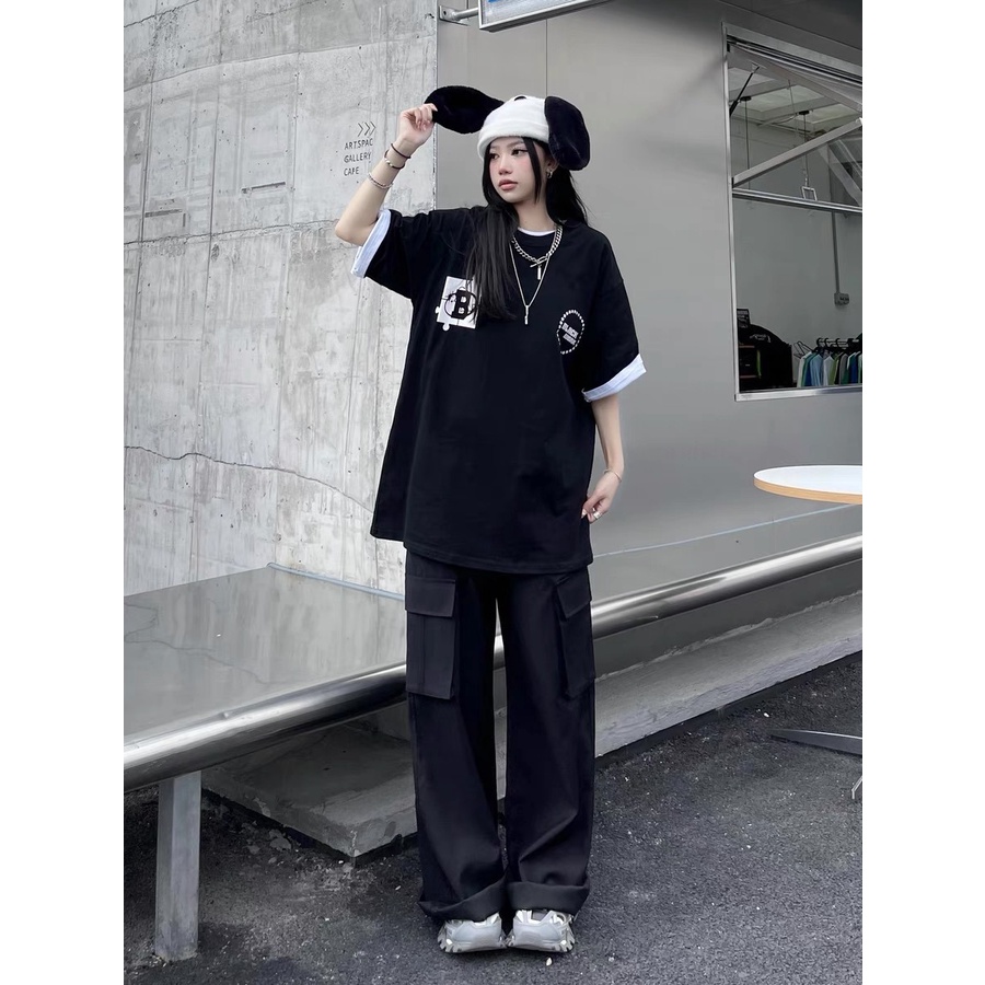 Áo Thun Nữ Tay Ngắn Phong Cách Hip Hop Hàn Quốc 2 Màu Tùy Chọn