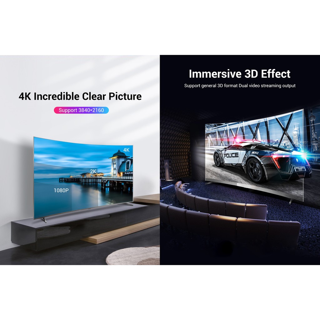 [DP male to DP male ] Cáp chuyển 2 đầu DP 4K Vention HACBF