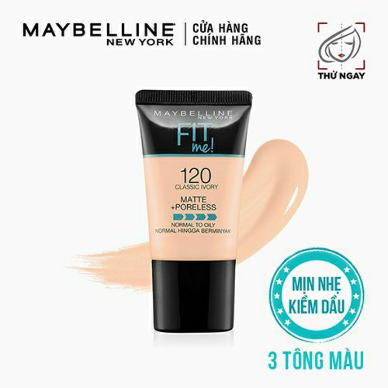 Kem Nền Mịn Nhẹ Kiềm Dầu Fit Me dạng tuýp Maybelline New York Matte and Poreless Foundation Tube 18ml - Mỹ Chính Hãng