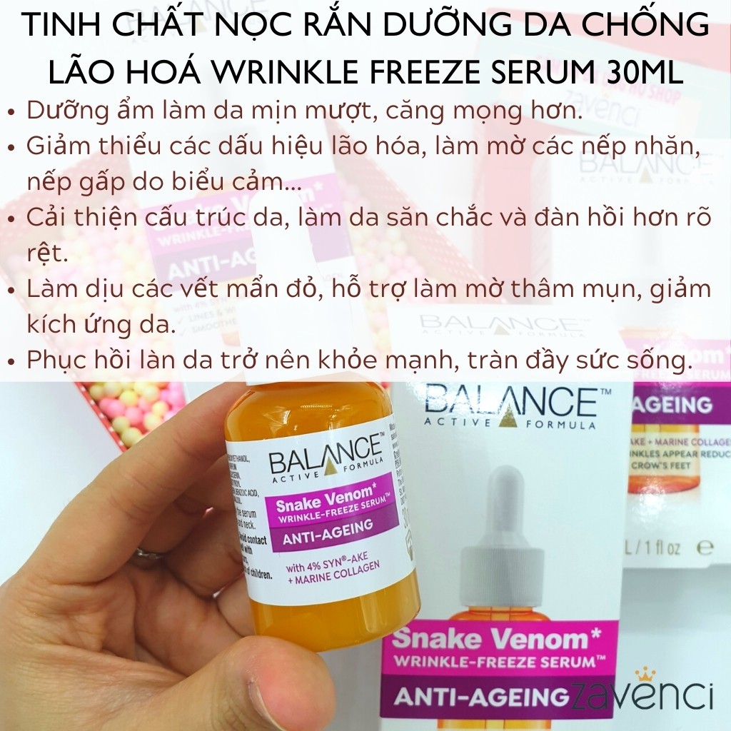 Serum Balance Active Formula Wrinkle Freeze tinh chất dưỡng da chống lão hóa 30ml - ZAVENCI Official