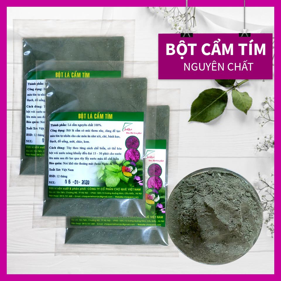 Bột Lá Cẩm Tím Gói 150g nguyên chất 100% từ lá cẩm tím Hàng Chọn Loại 1 chuyên dùng nấu xôi tím, làm bánh, thạch rau câu