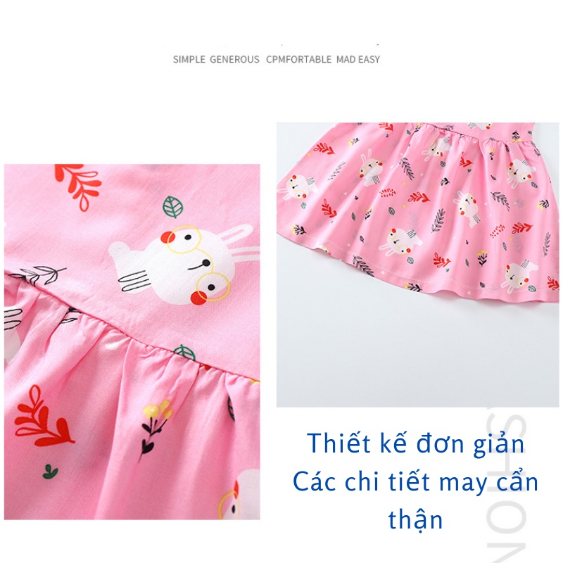 Váy bé gái, đầm bé gái mùa hè chất cotton mềm mịn thoáng mát nhiều hoạ tiết dễ thương
