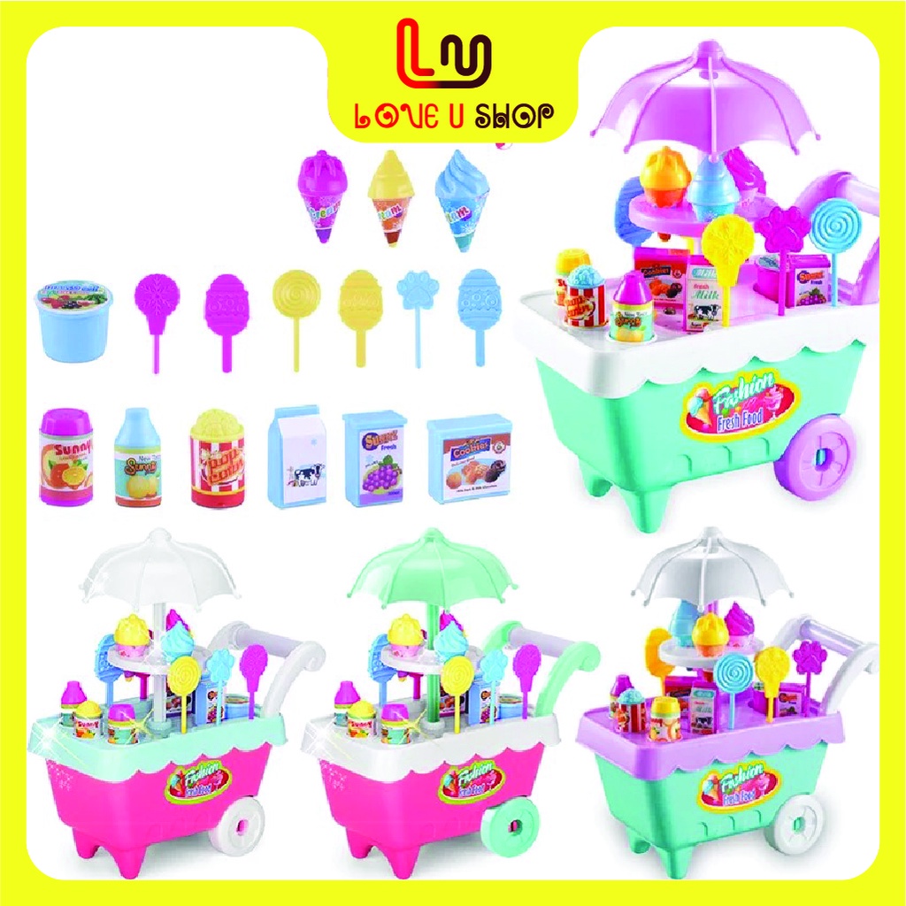 Đồ chơi xe đẩy bán kem, xe đẩy bán đồ ăn lớn