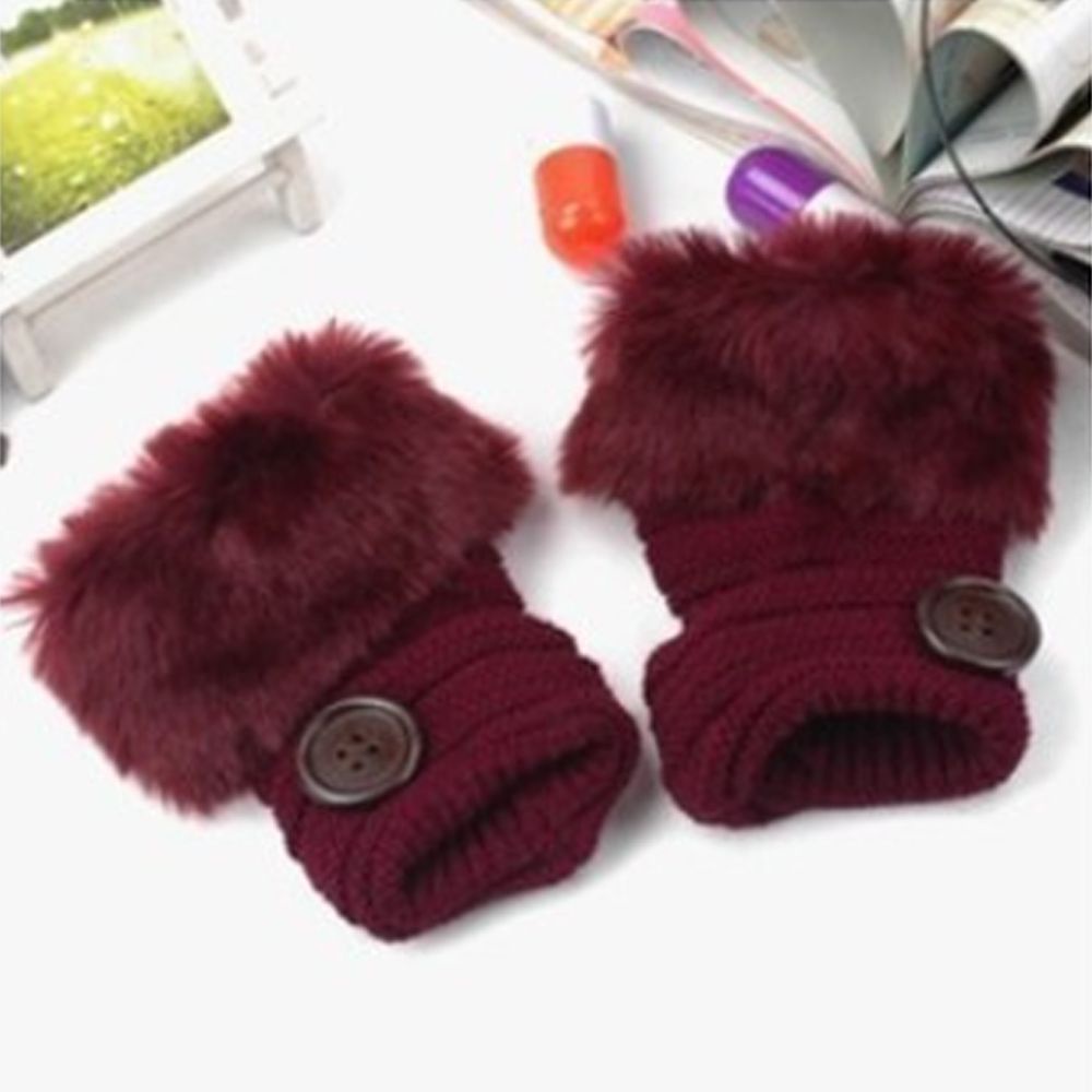 Găng tay len hở ngón màu cà phê/đen thời trang thu đông cho nữ