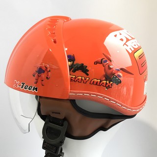 Mũ bảo hiểm trẻ em cao cấp - Xteen dấu kính - tem cam siêu nhân Bay Max