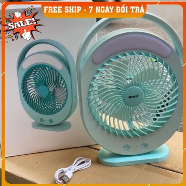 Quạt tích điện, quạt sạc điện đa năng 2in1 kèm đèn led siêu sáng KM-F0366