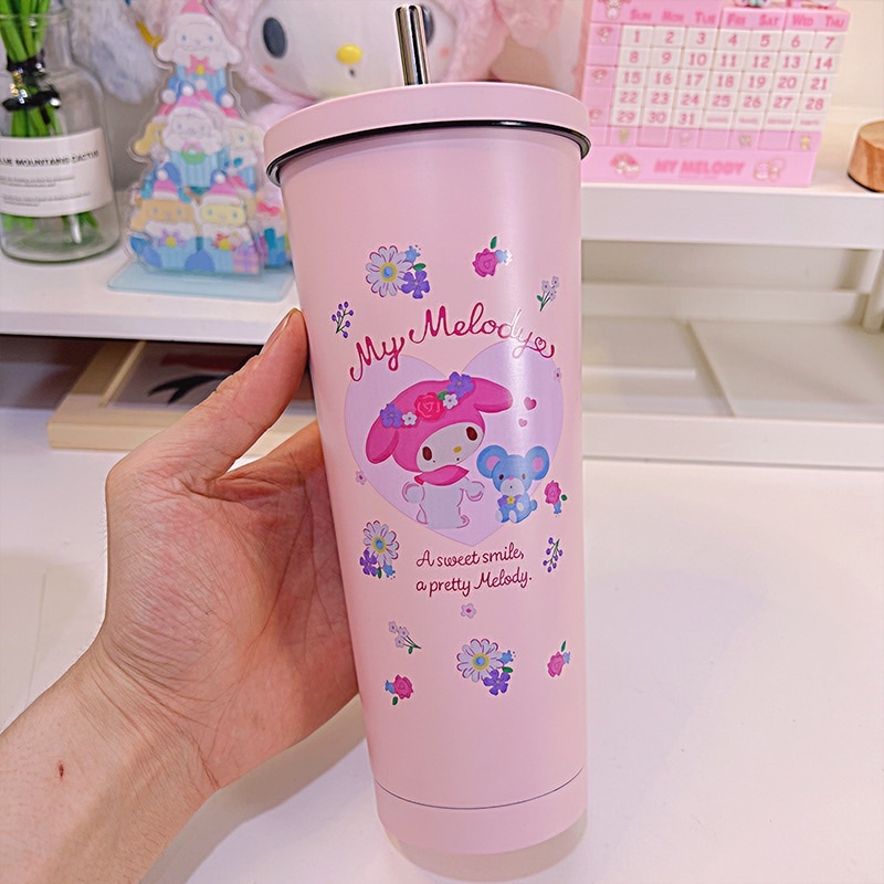 Bình Ly giữ nhiệt in hình Cinnamonroll , My Melody , Kuromi , Snoopy , Badte-Maru , Hello Kitty dung tích 750ml