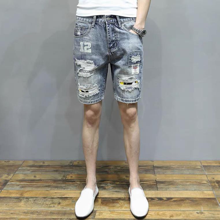 Quần Short Jean Nam Đẹp Chất Bò Co Giãn Cao Cấp, Quần Ngố rách Mẫu Mới Phong Cách Hàn Quốc Q232 ་