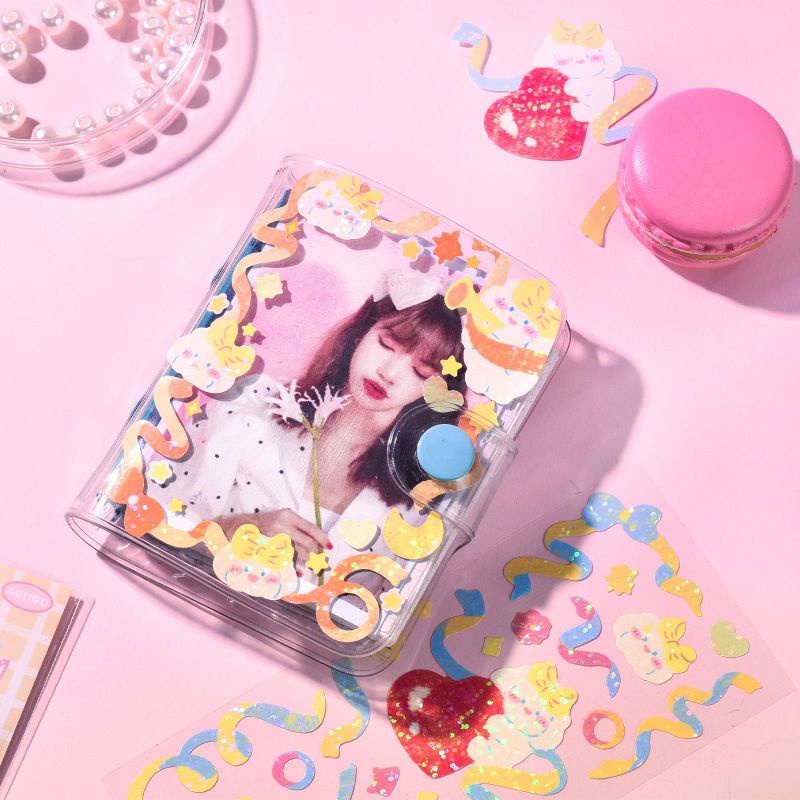 Tấm sticker hình dán ruy băng trang trí toploader, sổ