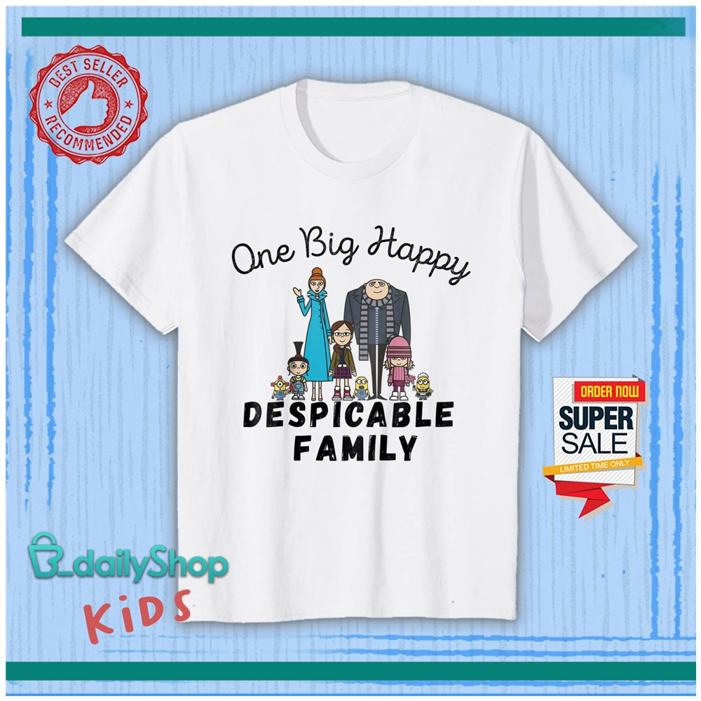 Áo Thun Tay Ngắn In Hình Minion 3d One Big Happy Family Thời Trang Cho Bé | B_dailyshop